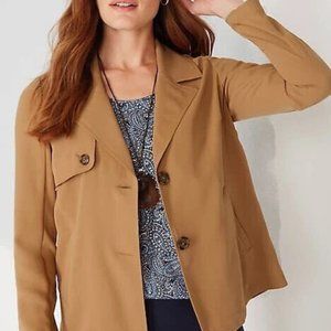 NWT Slinky Rayon J.Jill Easycare Camel Trench Coat Jacket XL PLUS
